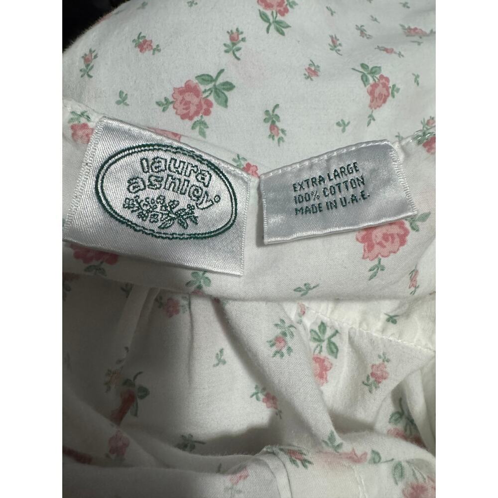 Laura Ashley Vintage Floral Nightgown Soft Cotton, Ruffle Hem XL Made in USA - Picture 5 of 5